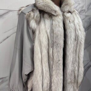 VINTAGE bomber leather jacket with Mink body